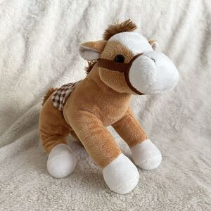 Prextex Brown White Horse Pony Plush 10” Saddle Reins Stuffed Toy Cowboy Rodeo